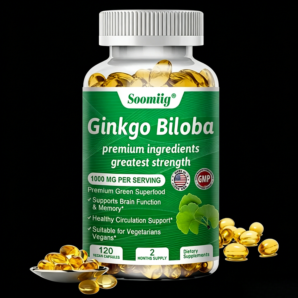 Ginkgo Biloba Cognitive - Herbal Cerebral Booster Optimizes Focus & Blood Flow.