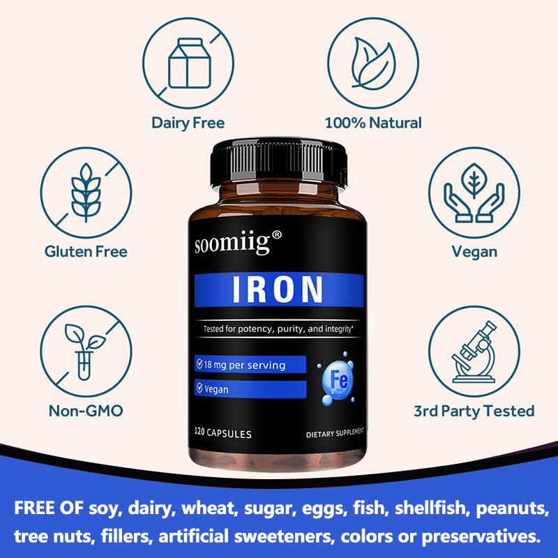 Soomiig® Iron Bisglycinate Gentle Iron Supplement Capsules
