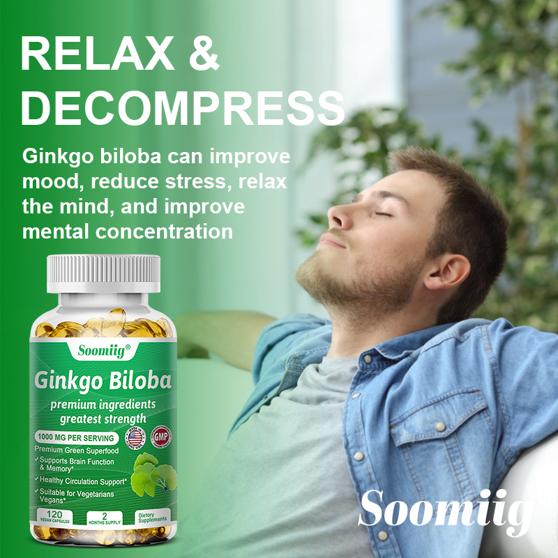 Ginkgo Biloba Cognitive - Herbal Cerebral Booster Optimizes Focus & Blood Flow.