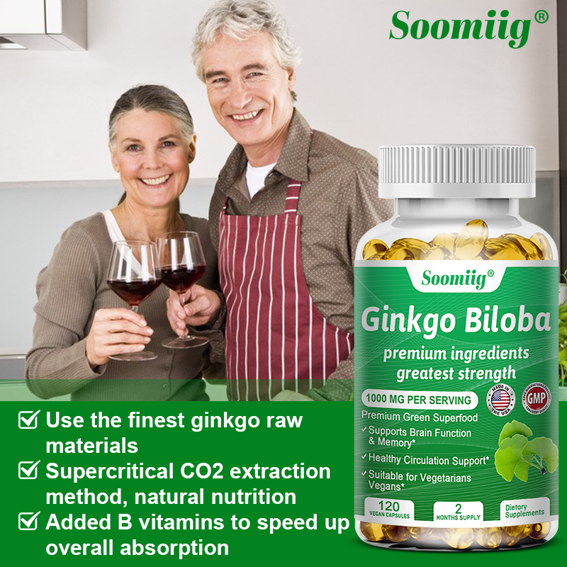 Ginkgo Biloba Cognitive - Herbal Cerebral Booster Optimizes Focus & Blood Flow.