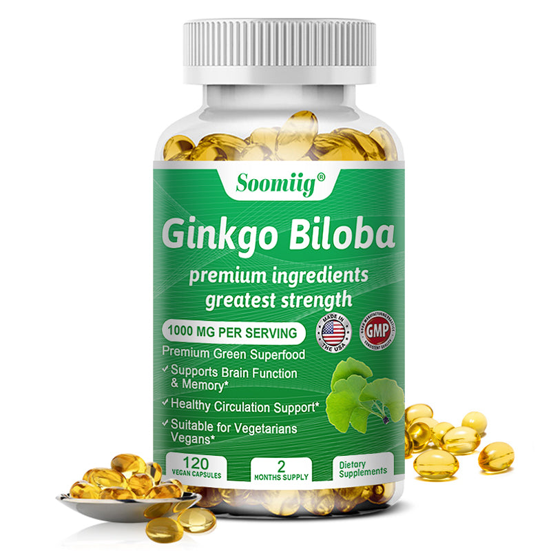 Ginkgo Biloba Cognitive - Herbal Cerebral Booster Optimizes Focus & Blood Flow.