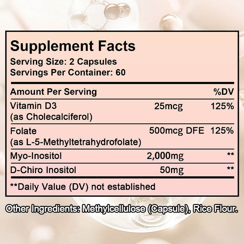 Soomiig® Myo & D-Chiro Inositol Supplement | 40:1 Ratio with MTHF Folate & Vitamin D3 for Women's Hormonal Balance