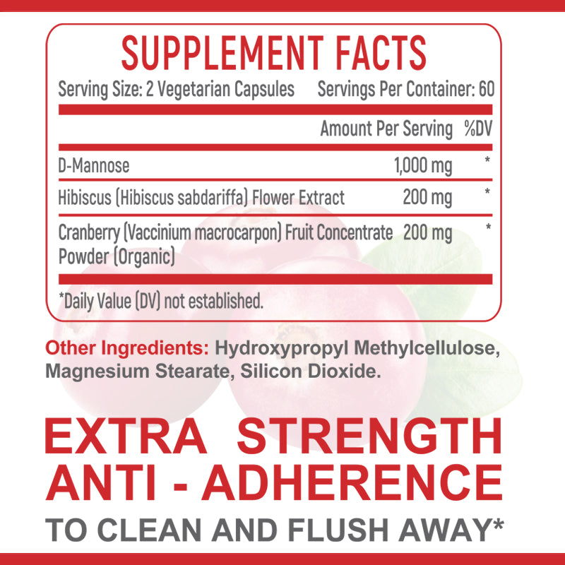 Soomiig® D-Mannose Supplement with Hibiscus & Cranberry | Advanced Urinary Tract Health & Bladder Cleanse Formula