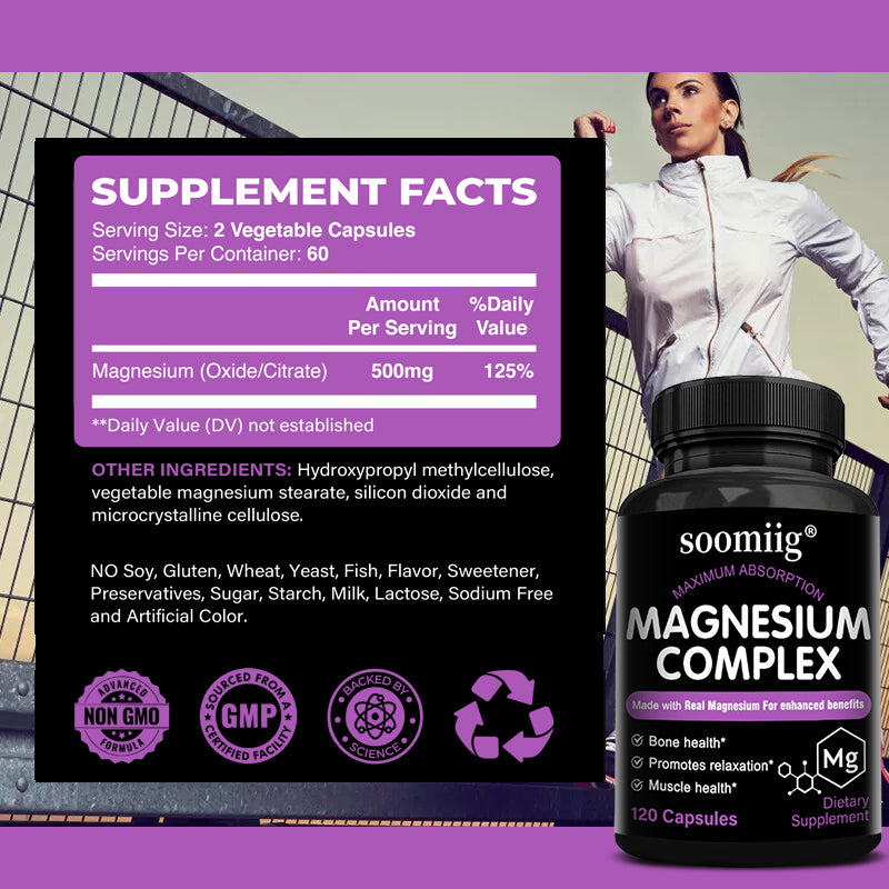 Soomiig® Magnesium Complex Supplement | Maximum Absorption Formula for Deep Sleep, Muscle Relaxation & Bone Health