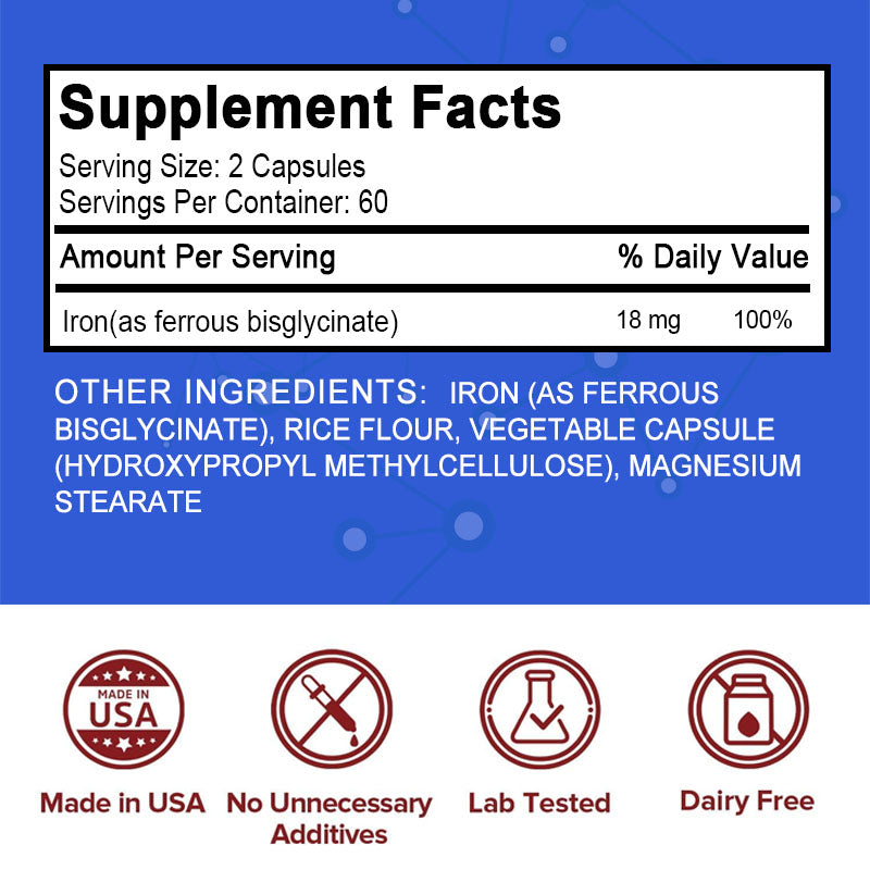 Soomiig® Iron Bisglycinate Gentle Iron Supplement Capsules