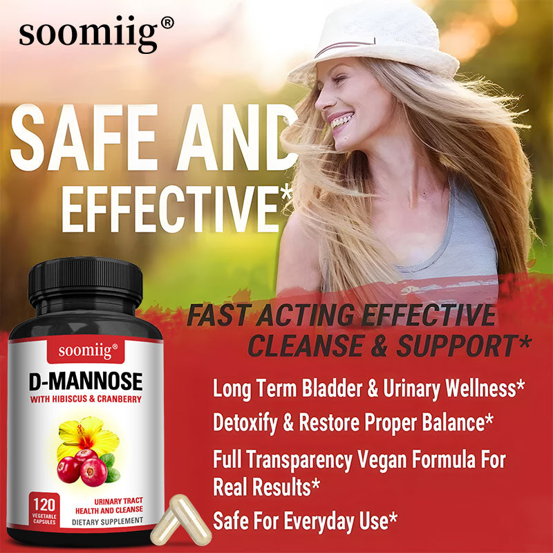 Soomiig® D-Mannose Supplement with Hibiscus & Cranberry | Advanced Urinary Tract Health & Bladder Cleanse Formula