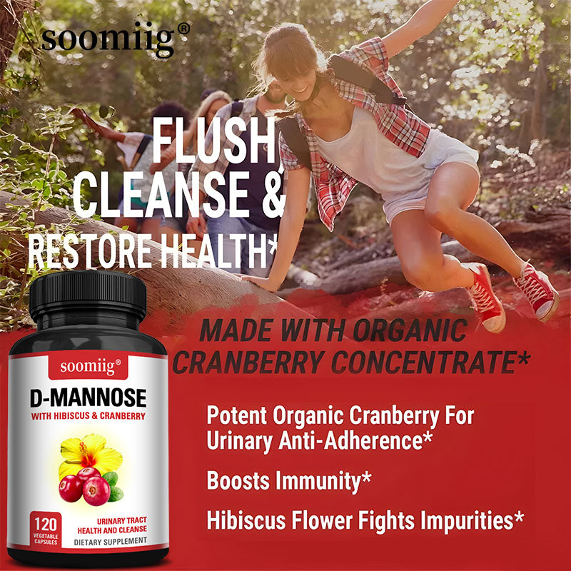 Soomiig® D-Mannose Supplement with Hibiscus & Cranberry | Advanced Urinary Tract Health & Bladder Cleanse Formula