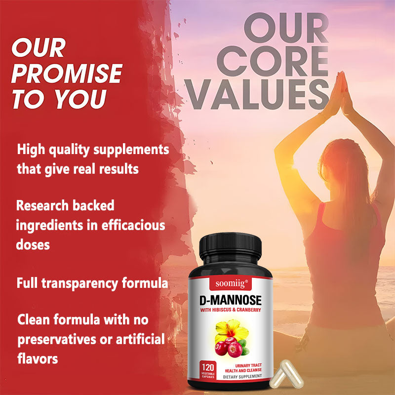 Soomiig® D-Mannose Supplement with Hibiscus & Cranberry | Advanced Urinary Tract Health & Bladder Cleanse Formula