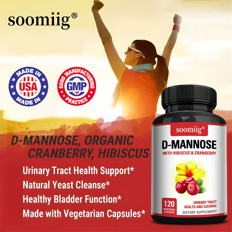 Soomiig® D-Mannose Supplement with Hibiscus & Cranberry | Advanced Urinary Tract Health & Bladder Cleanse Formula