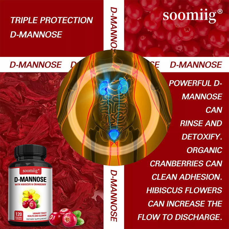 Soomiig® D-Mannose Supplement with Hibiscus & Cranberry | Advanced Urinary Tract Health & Bladder Cleanse Formula