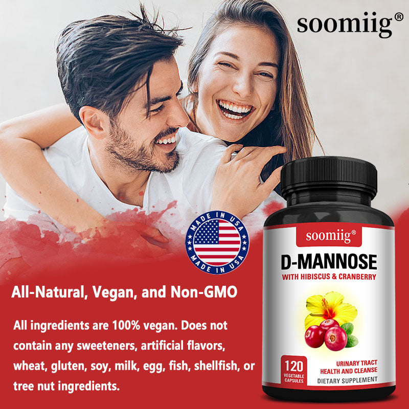 Soomiig® D-Mannose Supplement with Hibiscus & Cranberry | Advanced Urinary Tract Health & Bladder Cleanse Formula