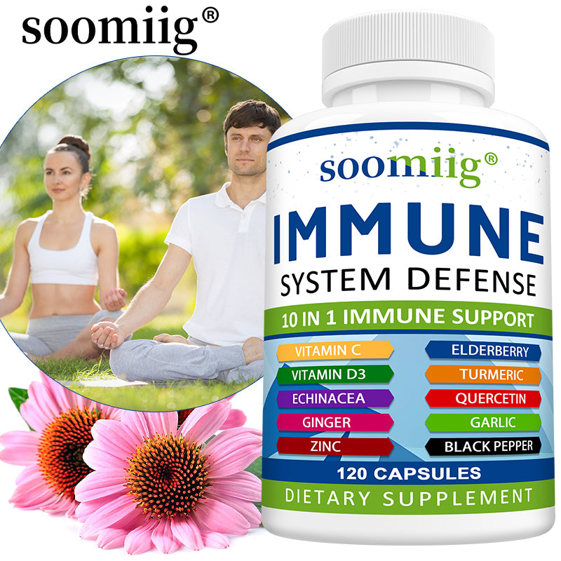 Soomiig® Immune System Defense 10-in-1 | Vitamin C, D3, Elderberry, Turmeric & Herbal Support