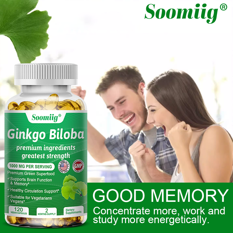 Ginkgo Biloba Cognitive - Herbal Cerebral Booster Optimizes Focus & Blood Flow.