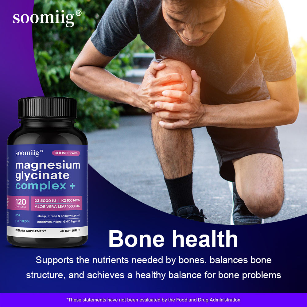 Soomiig® Magnesium Glycinate Complex + Vitamin D3, K2 & Aloe Vera Extract