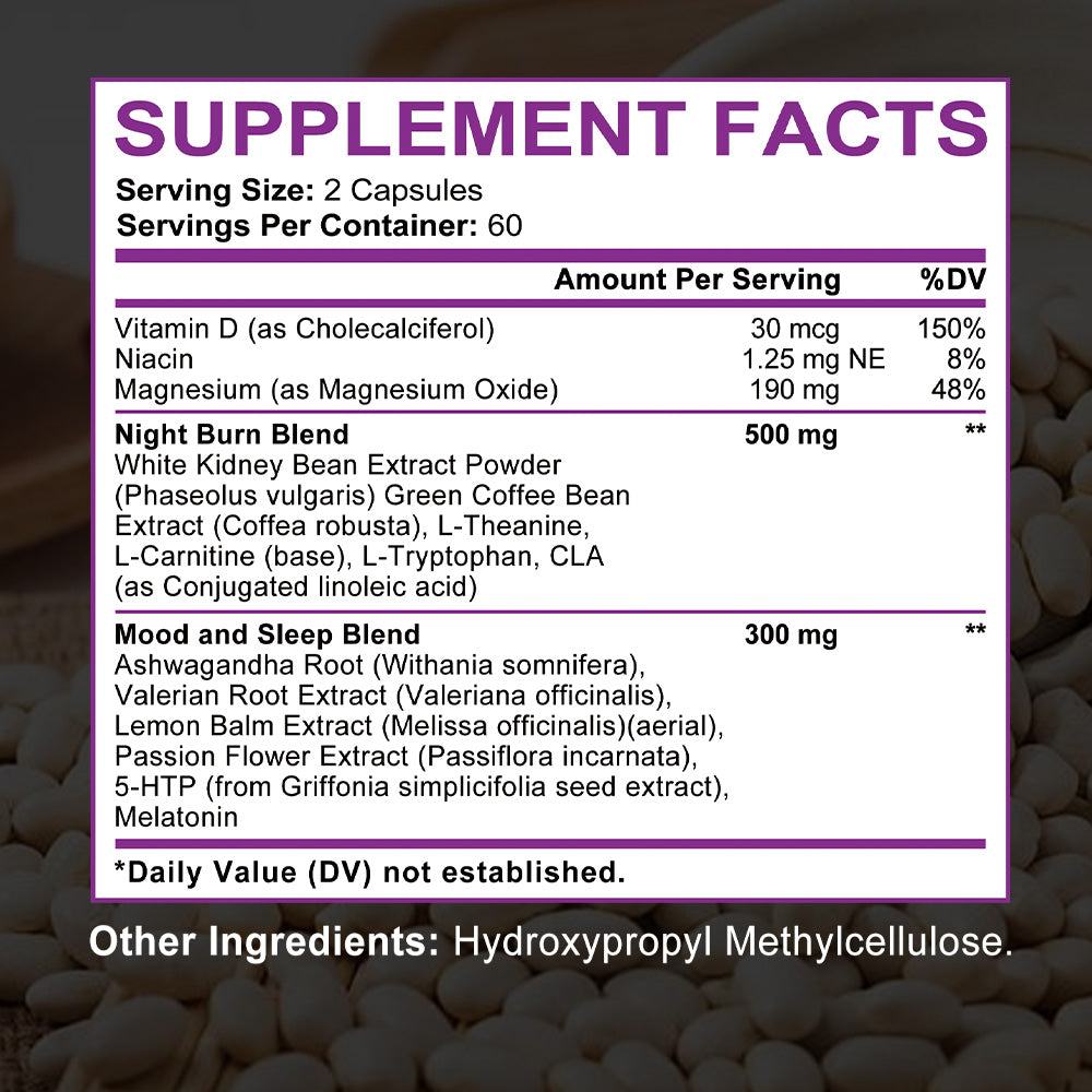 Soomiig® Night Time Fat Burner & Sleep Support Supplement with Melatonin & Natural Extracts