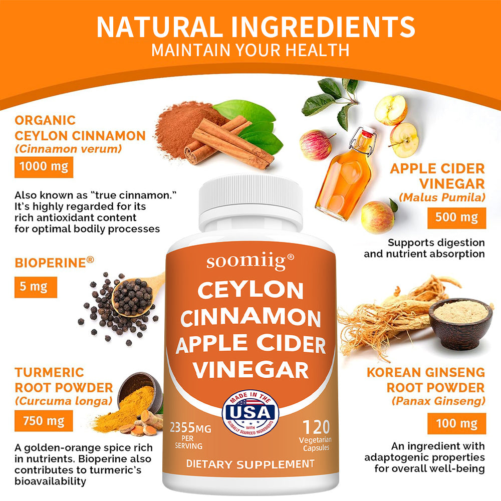 Soomiig® 5-in-1 Ceylon Cinnamon & Apple Cider Vinegar Complex