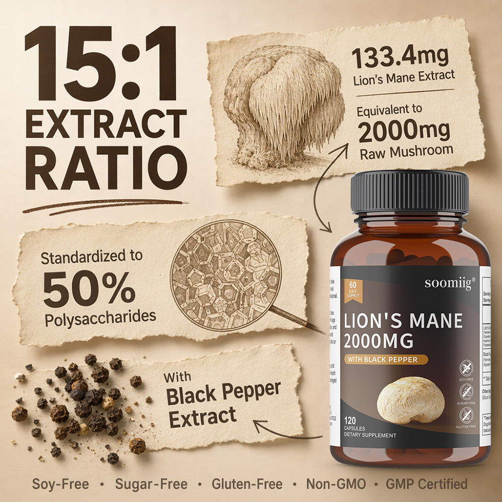 Soomiig® Lion's Mane Extract Capsules with Black Pepper