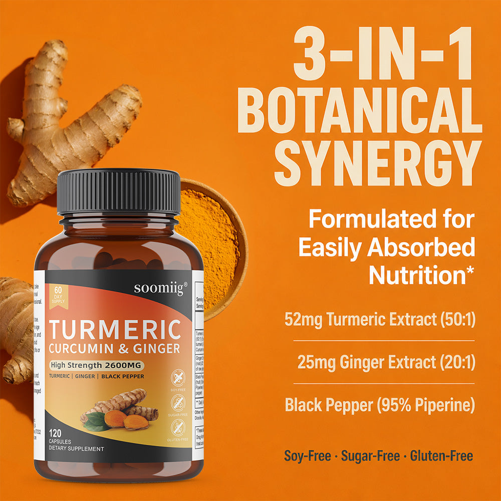 Soomiig® Turmeric Curcumin & Ginger Supplement | Joint Support & Antioxidant Formula