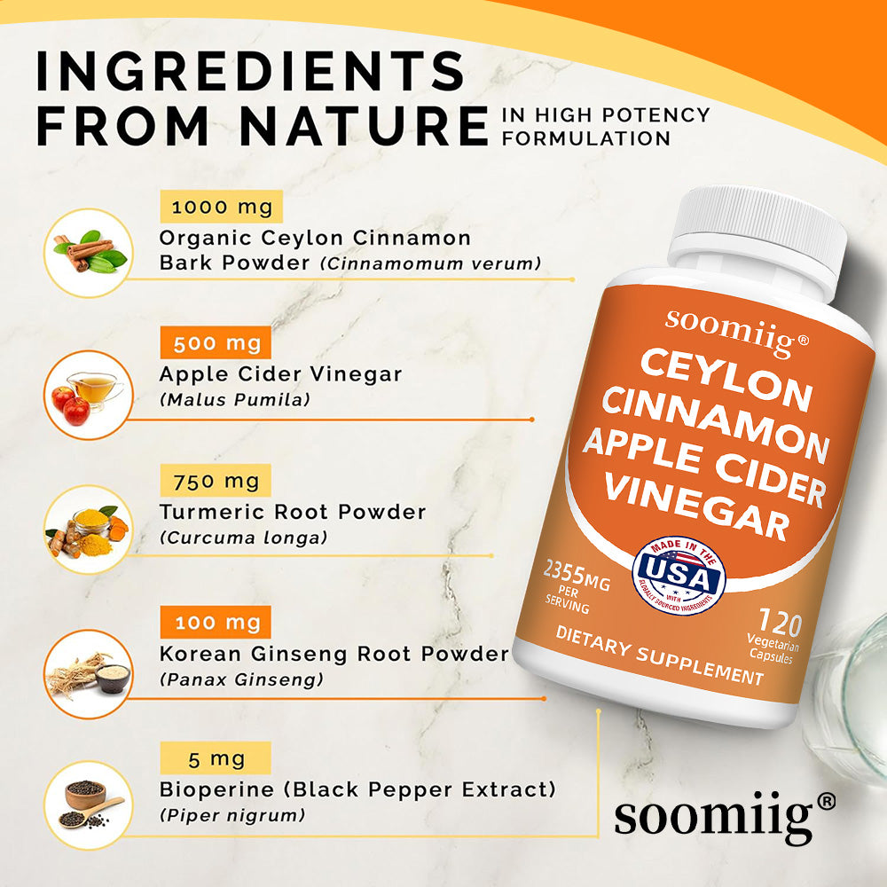 Soomiig® 5-in-1 Ceylon Cinnamon & Apple Cider Vinegar Complex