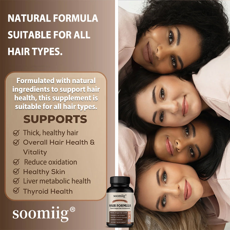 Soomiig® Supercharged Hair Growth Formula with 27 Powerful Ingredients & Natural Vitamins