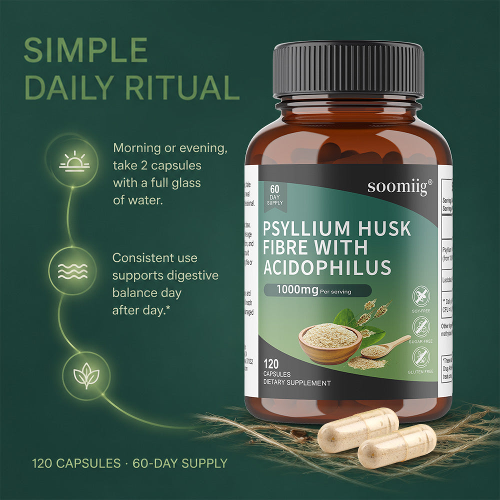 Soomiig® Psyllium Husk Fibre with Acidophilus Capsules