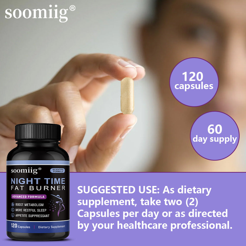 Soomiig® Night Time Fat Burner & Sleep Support Supplement with Melatonin & Natural Extracts