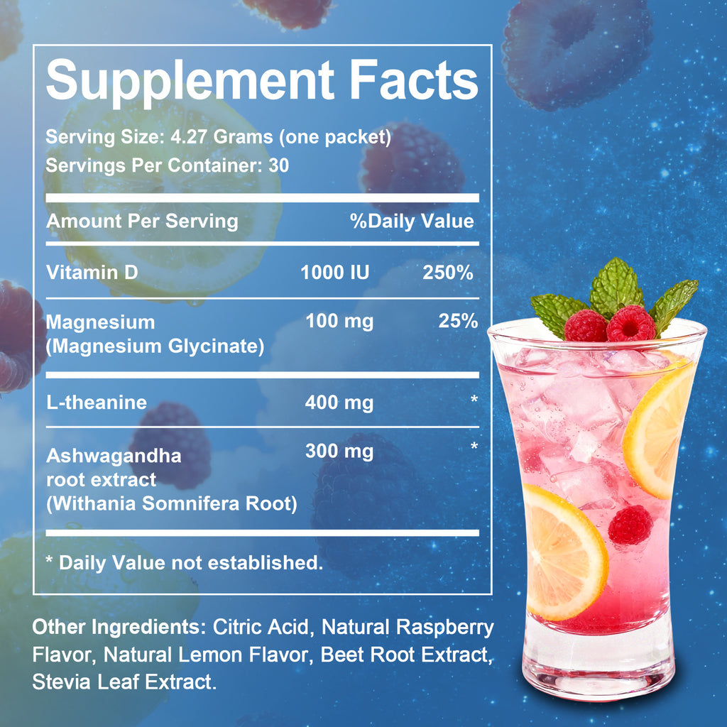 Bcuelov Cortisol Powdered Drink Mix, with Magnesium Glycinate, for Relaxation, 30 Ct