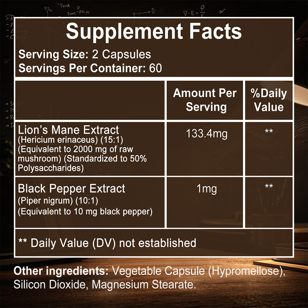 Soomiig® Lion's Mane Extract Capsules with Black Pepper