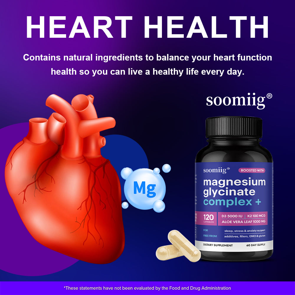 Soomiig® Magnesium Glycinate Complex + Vitamin D3, K2 & Aloe Vera Extract