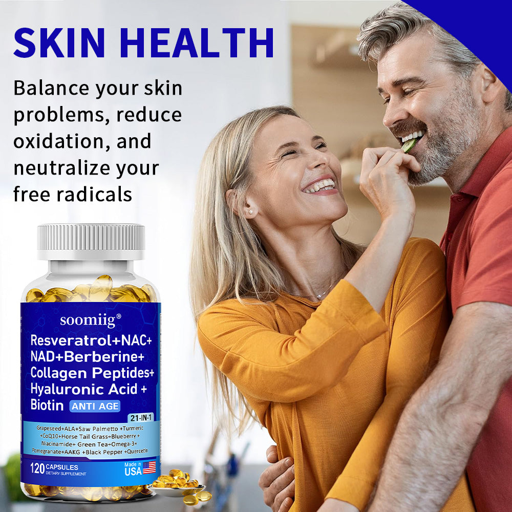 Resveratrol -  21 Premium Actives Slow Cells’ Natural Aging Pace