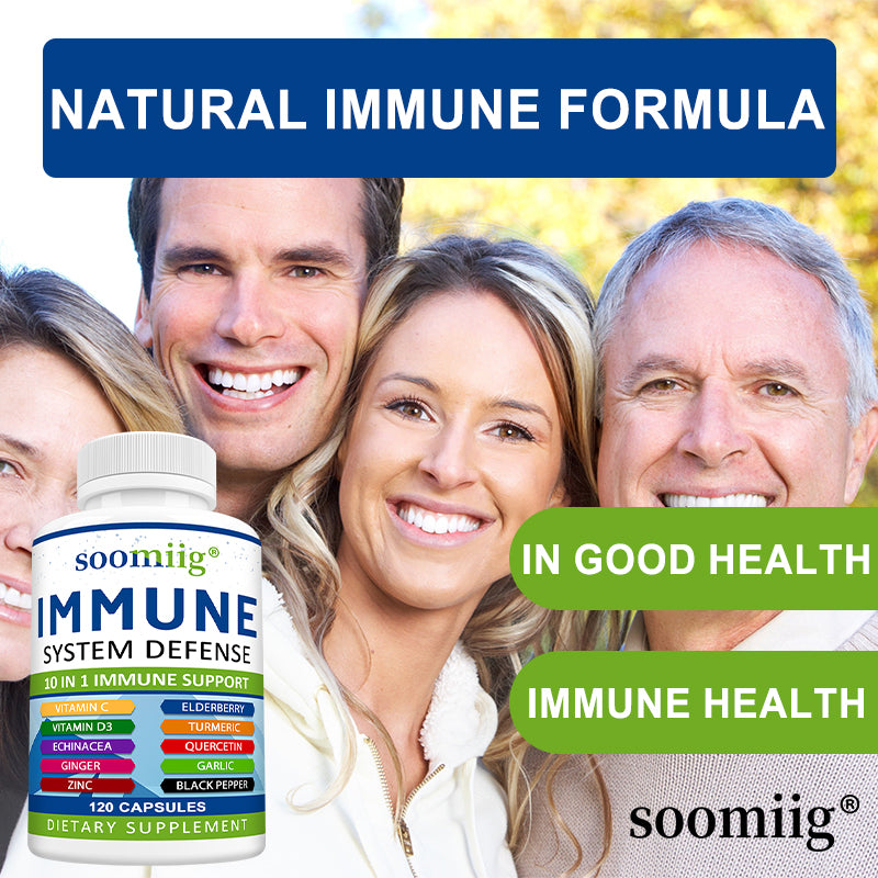 Soomiig® Immune System Defense 10-in-1 | Vitamin C, D3, Elderberry, Turmeric & Herbal Support