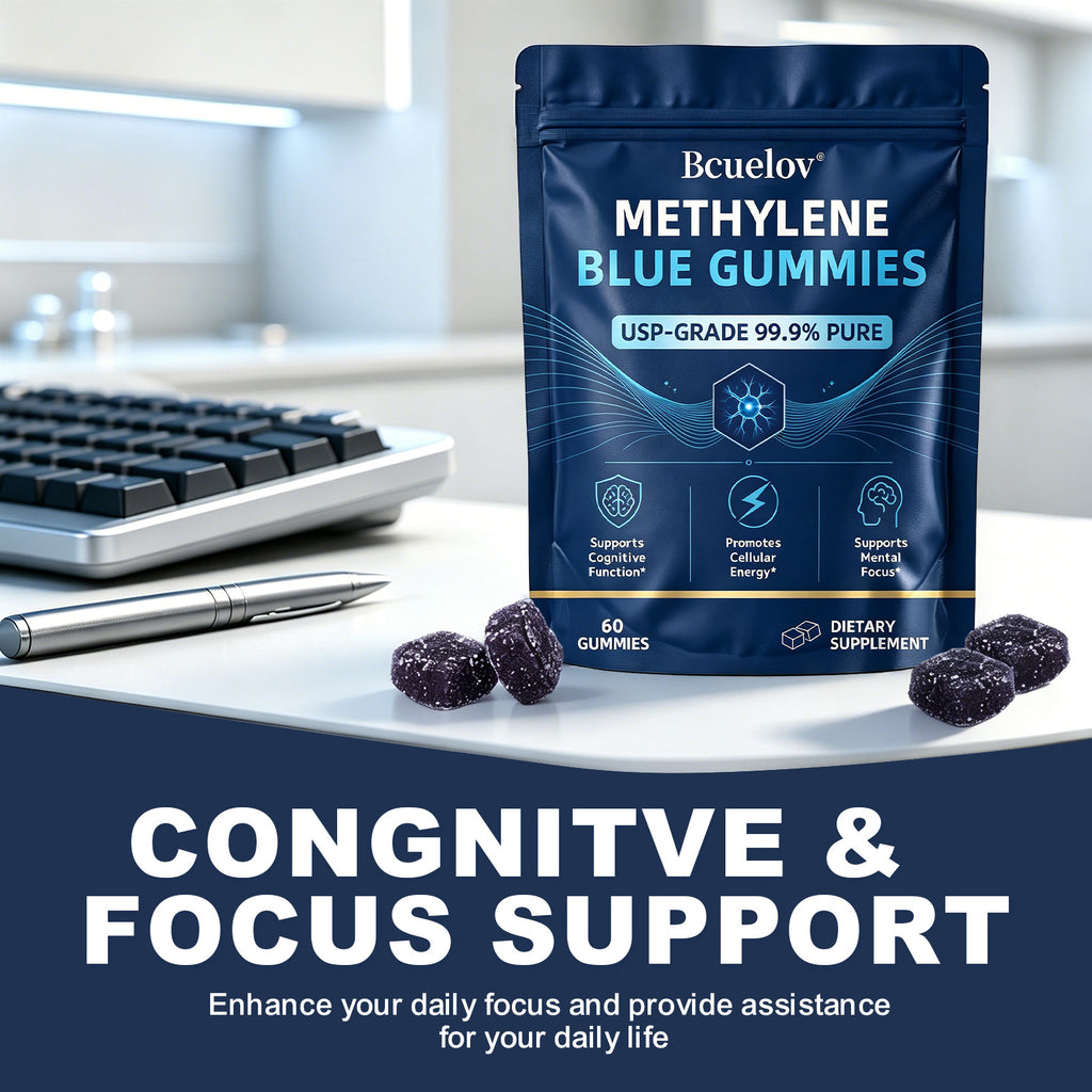 Bcuelov Methylene Blue Gummies,USP Grade, 5mg Per Serving,60 Count