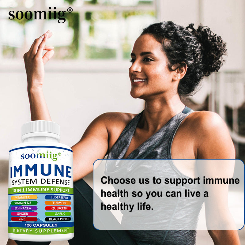 Soomiig® Immune System Defense 10-in-1 | Vitamin C, D3, Elderberry, Turmeric & Herbal Support