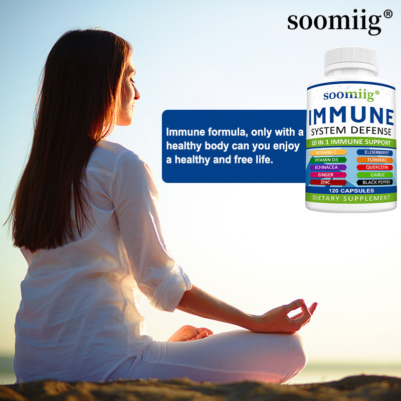 Soomiig® Immune System Defense 10-in-1 | Vitamin C, D3, Elderberry, Turmeric & Herbal Support