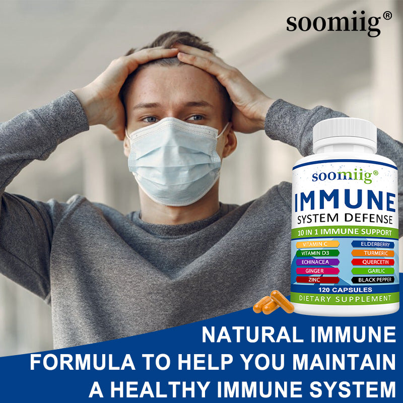 Soomiig® Immune System Defense 10-in-1 | Vitamin C, D3, Elderberry, Turmeric & Herbal Support