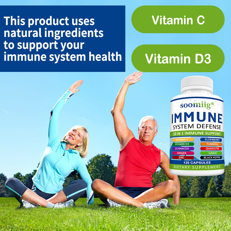 Soomiig® Immune System Defense 10-in-1 | Vitamin C, D3, Elderberry, Turmeric & Herbal Support