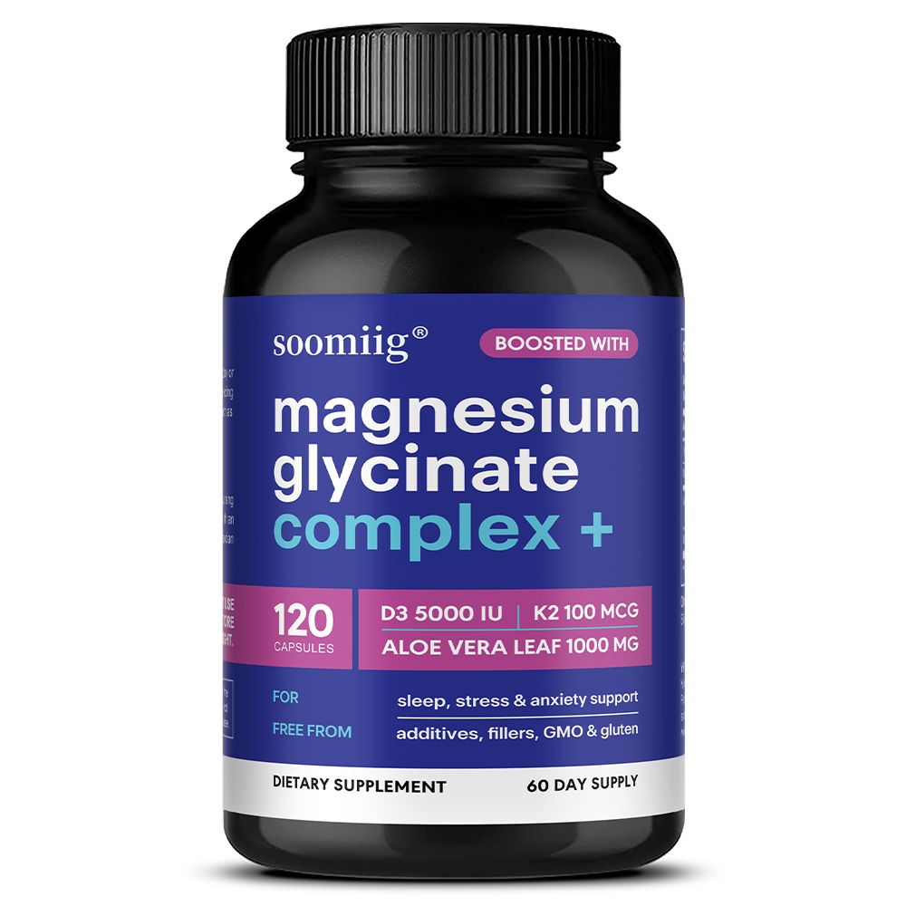 Soomiig® Magnesium Glycinate Complex + Vitamin D3, K2 & Aloe Vera Extract