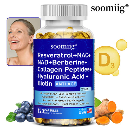 Soomiig® 21-in-1 Anti-Aging Complex | Resveratrol, NAC, NAD+ & Collagen Peptides